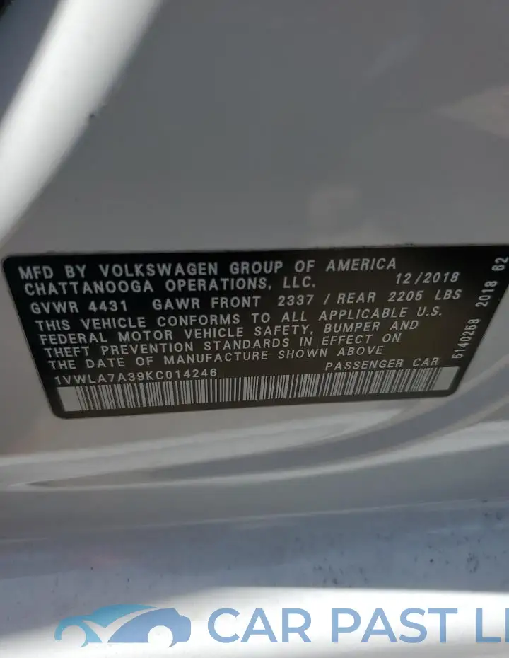 1VWLA7A39KC014246# 13