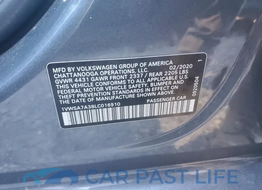 1VWSA7A38LC016910# 12
