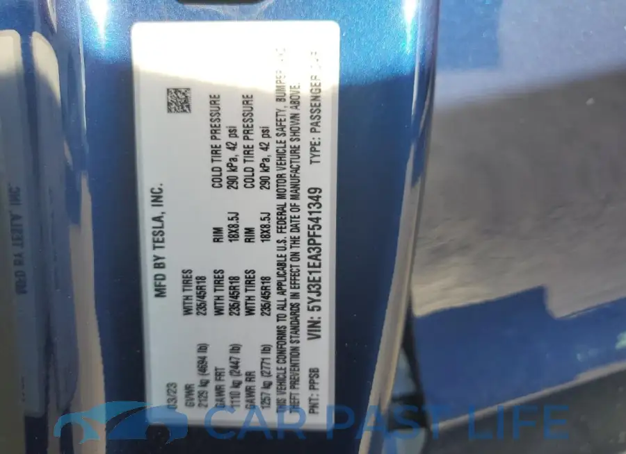 5YJ3E1EA3PF541349# 12