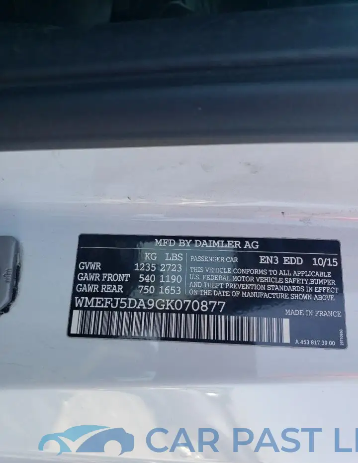 WMEFJ5DA9GK070877# 13