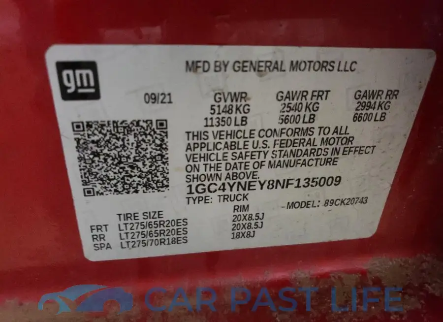 1GC4YNEY8NF135009# 13