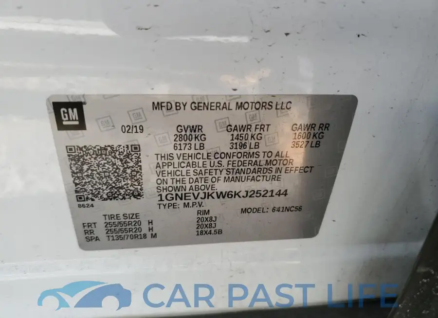 1GNEVJKW6KJ252144# 13