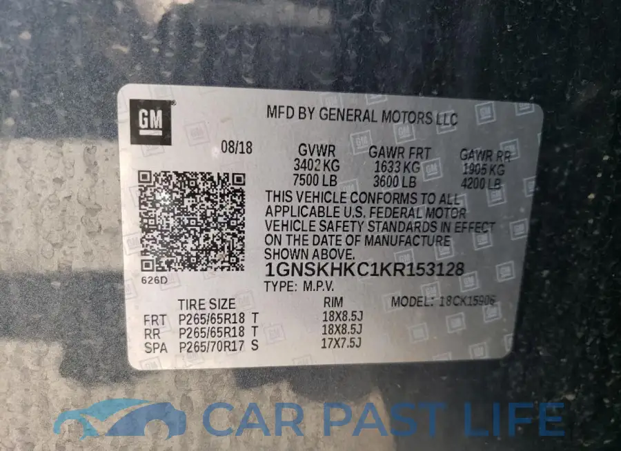 1GNSKHKC1KR153128# 13