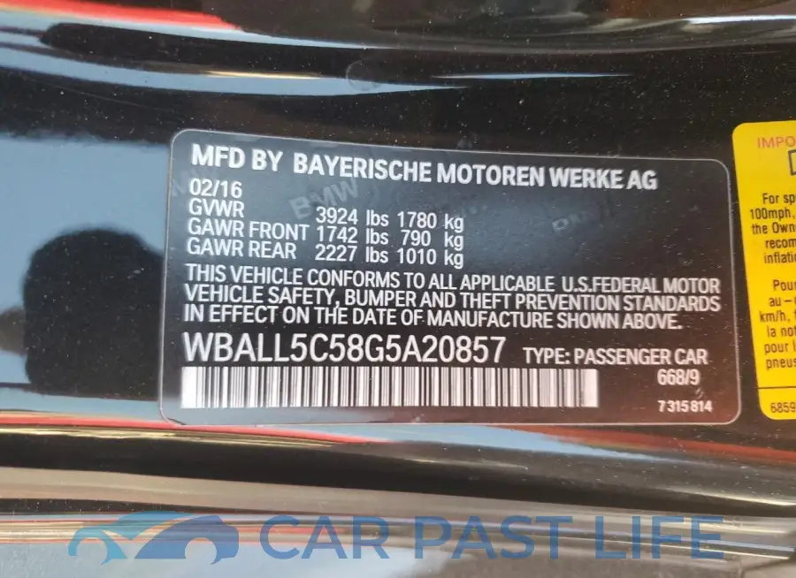 WBALL5C58G5A20857# 12