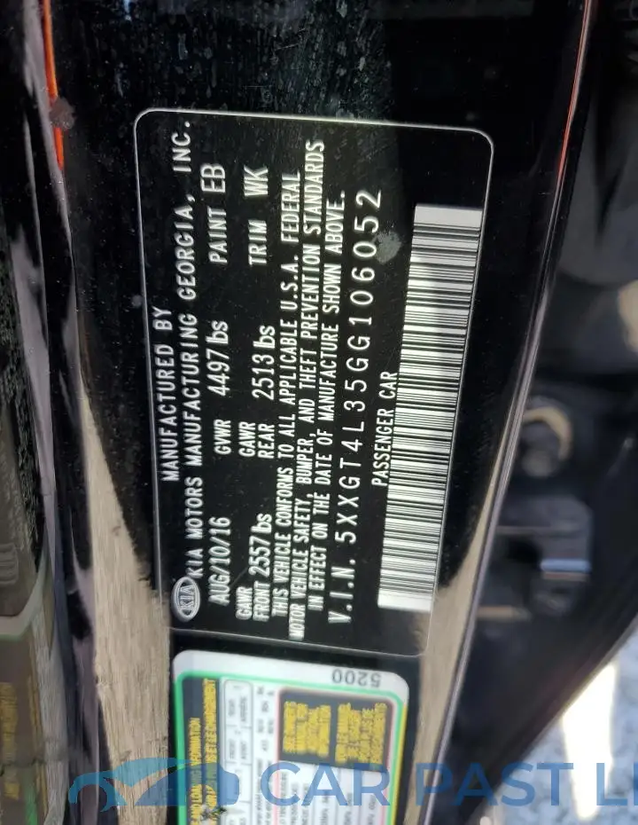 5XXGT4L35GG106052# 12