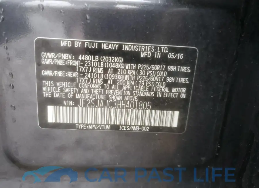 JF2SJAJC3HH401805# 13