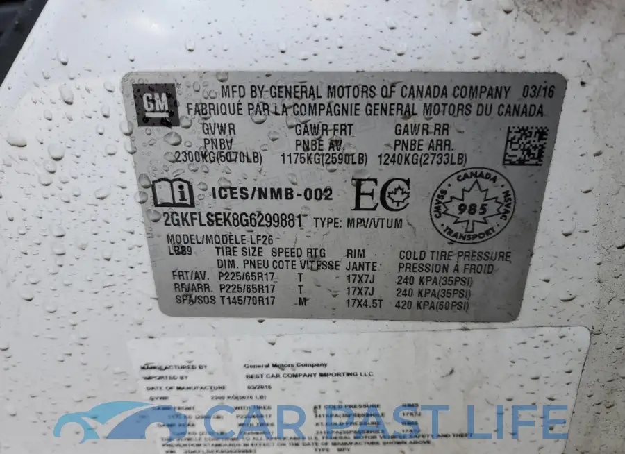 2GKFLSEK8G6299881# 12