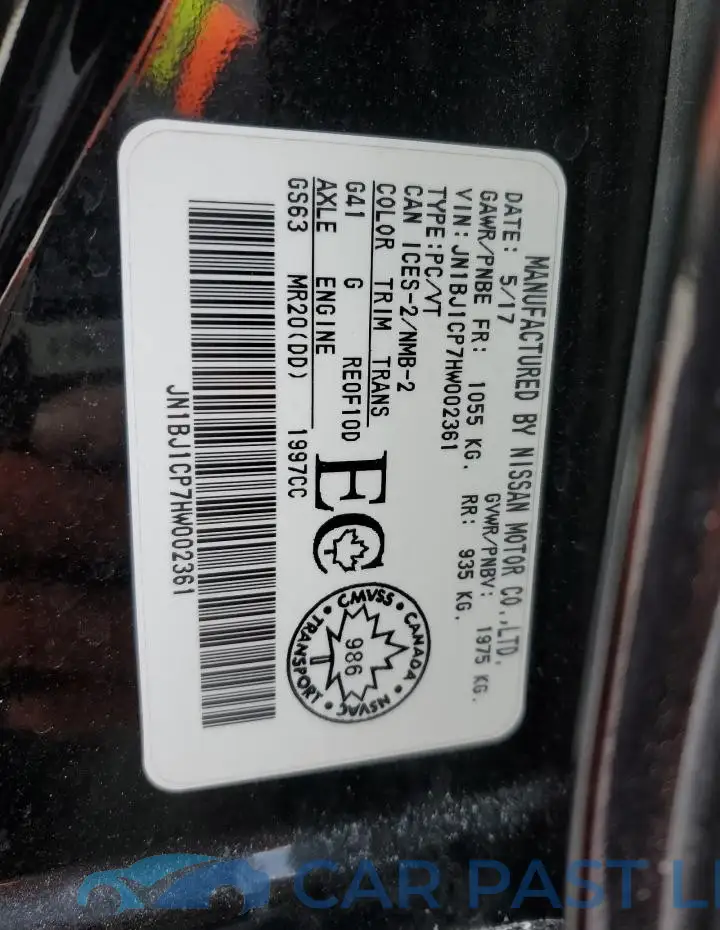 JN1BJ1CP7HW002361# 14