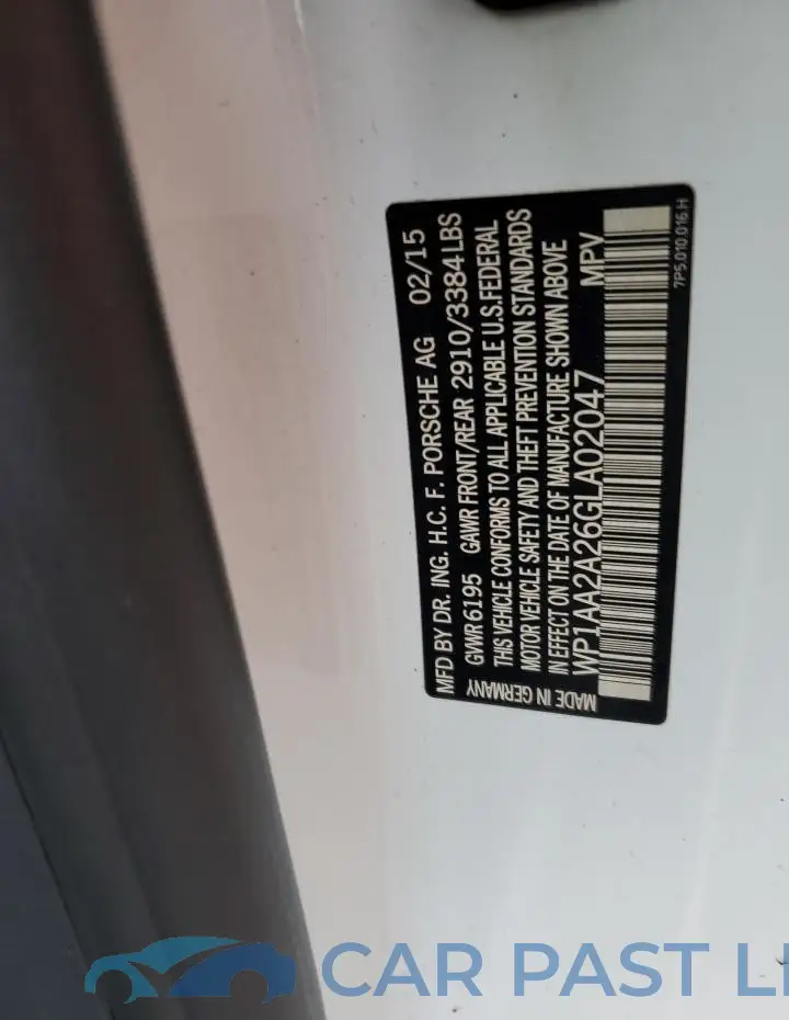 WP1AA2A26GLA02047# 12
