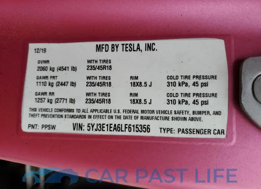 5YJ3E1EA6LF615356# 12