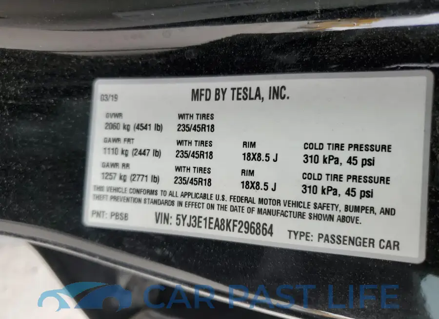 5YJ3E1EA8KF296864# 12