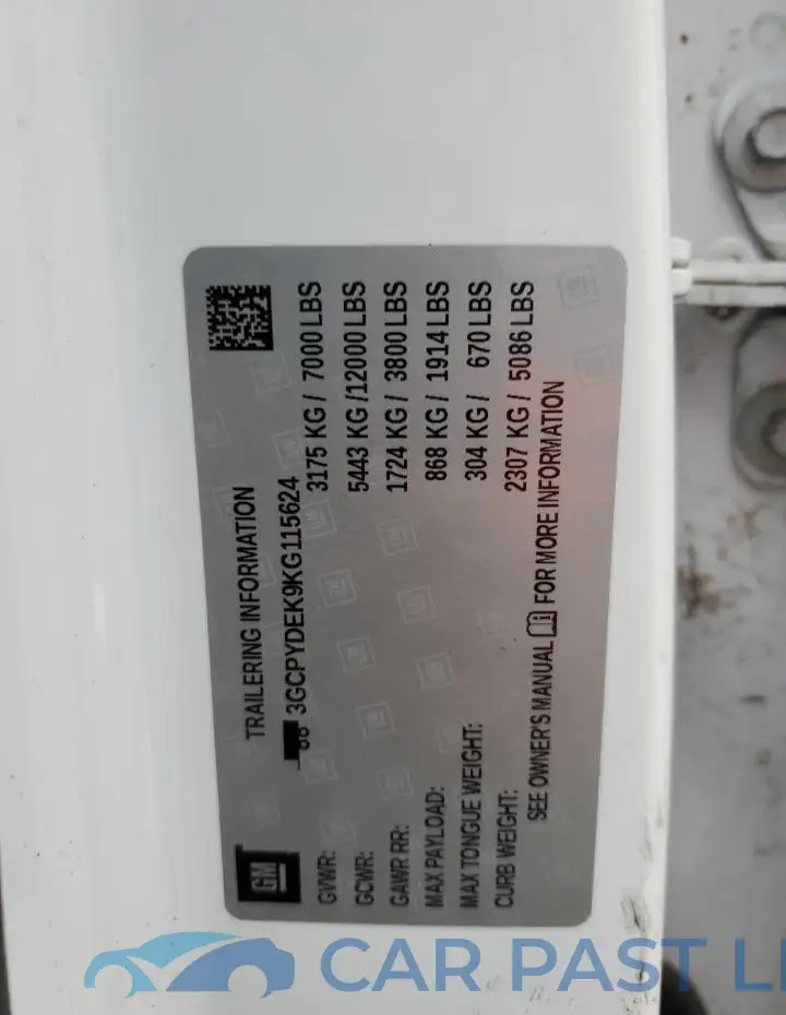 3GCPYDEK9KG115624# 12