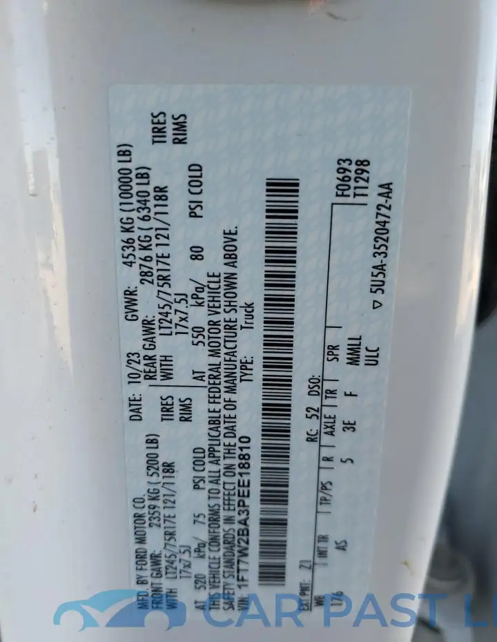 1FT7W2BA3PEE18810# 13