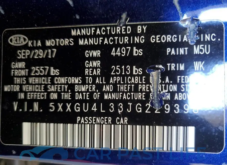 5XXGU4L33JG229398# 12