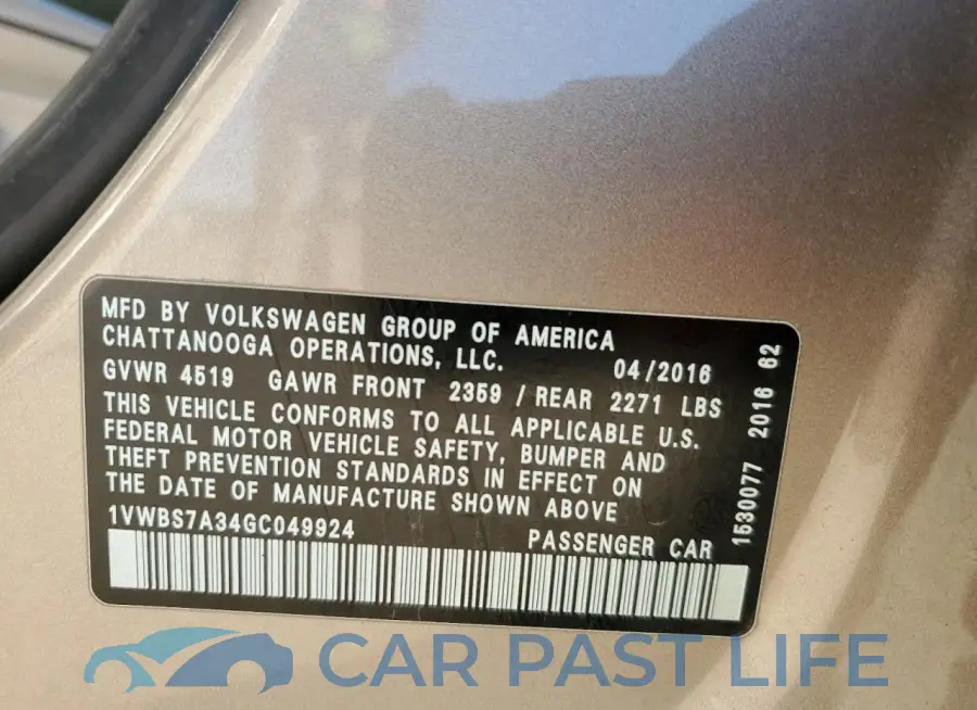 1VWBS7A34GC049924# 12