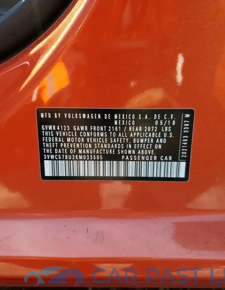 3VWC57BU2KM033585# 13