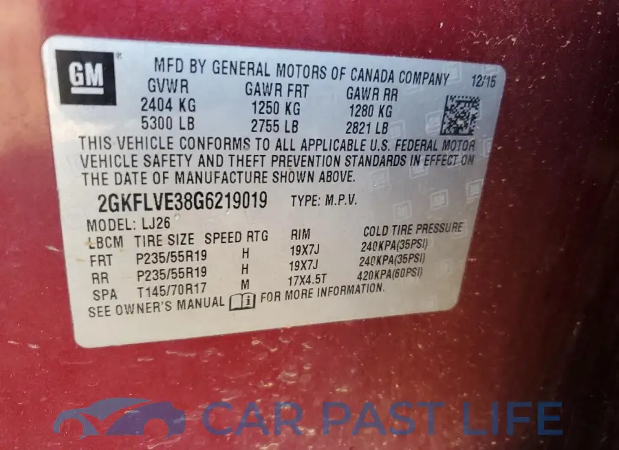 2GKFLVE38G6219019# 14