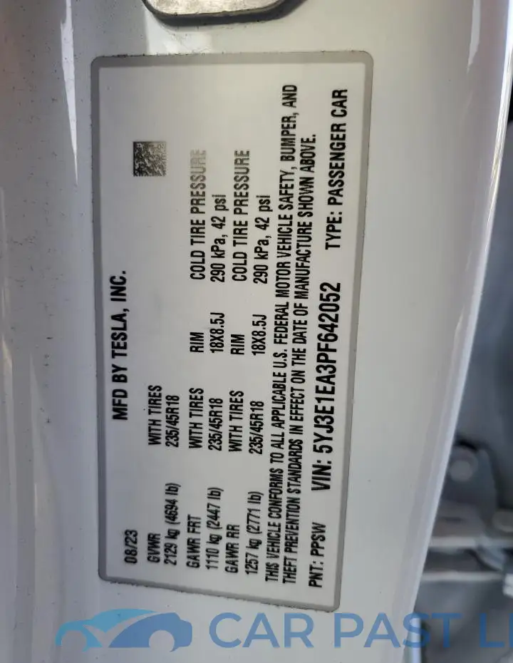 5YJ3E1EA3PF642052# 13