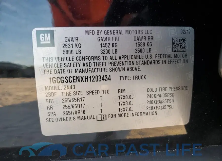 1GCGSCENXH1203434# 12