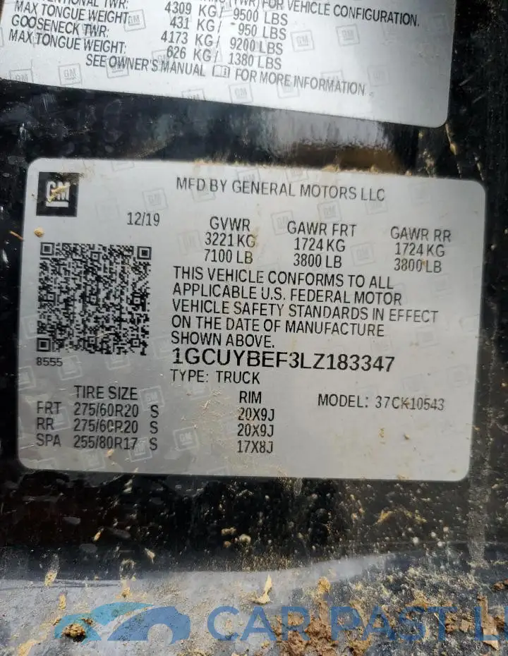 1GCUYBEF3LZ183347# 13