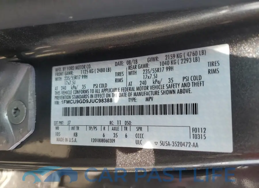 1FMCU9GD9JUC98388# 13