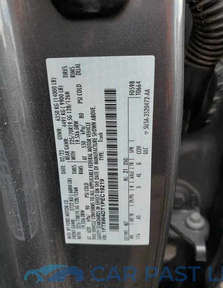 1FT8W4DT1PEC19219# 12