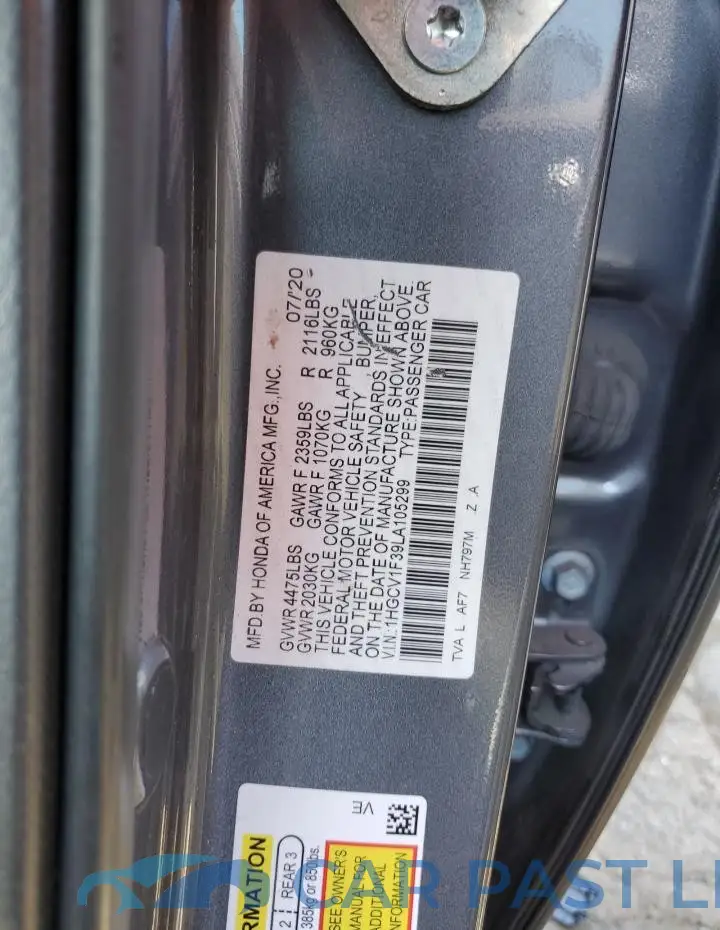 1HGCV1F39LA105299# 12
