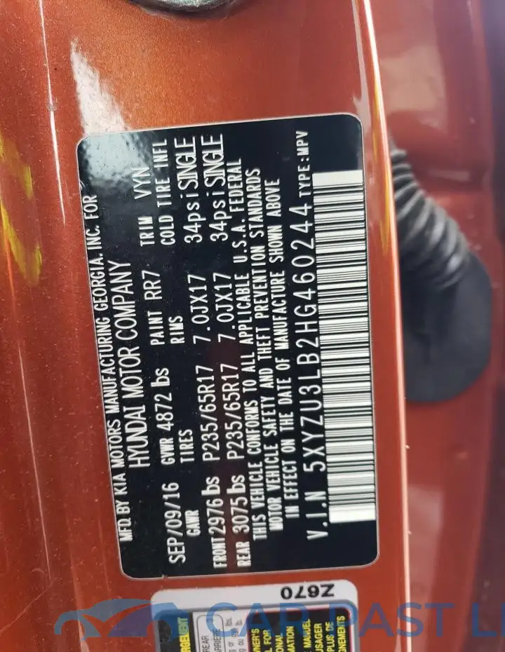 5XYZU3LB2HG460244# 13