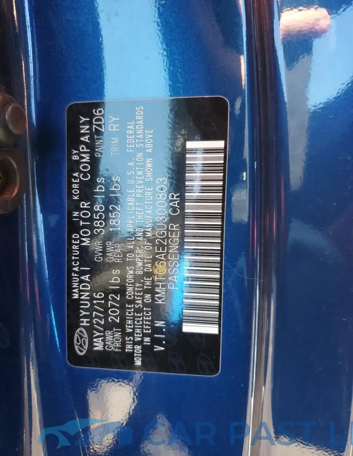 KMHTC6AE2GU300803# 13