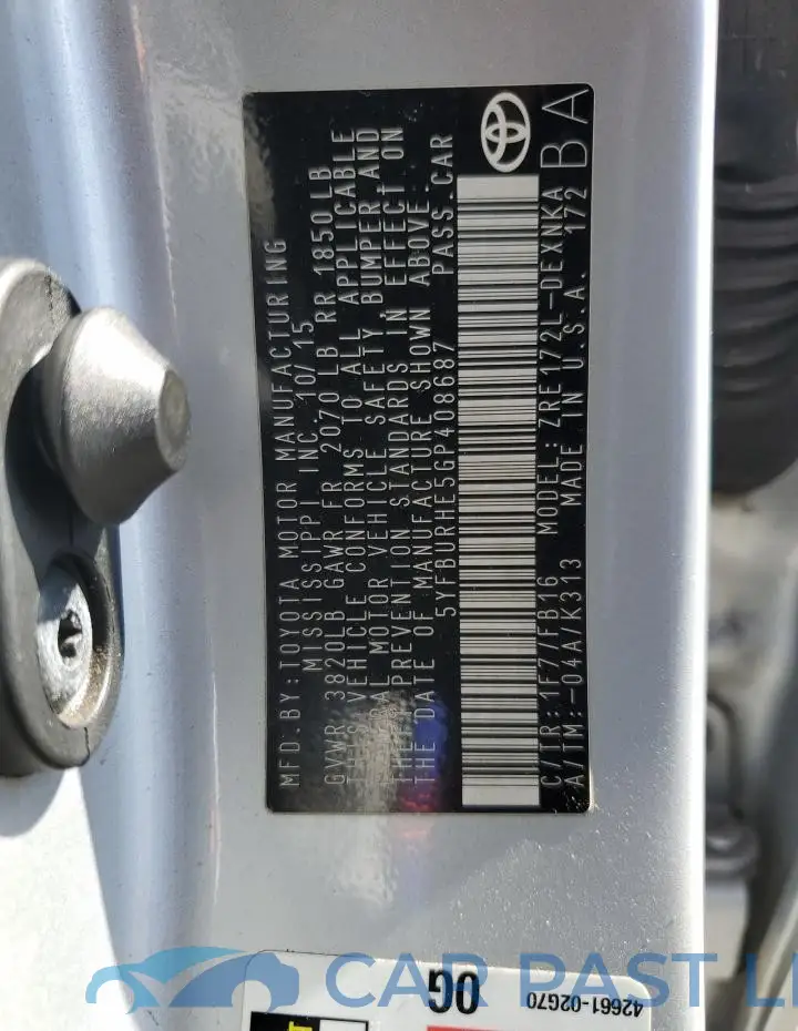 5YFBURHE5GP408687# 12