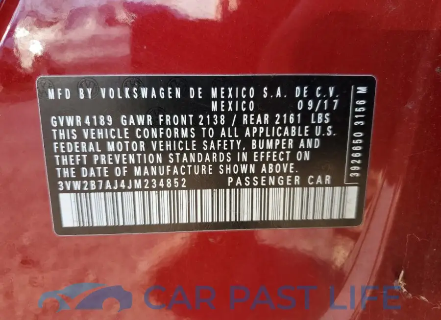 3VW2B7AJ4JM234852# 12