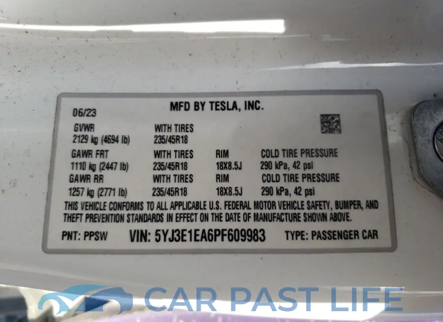 5YJ3E1EA6PF609983# 12