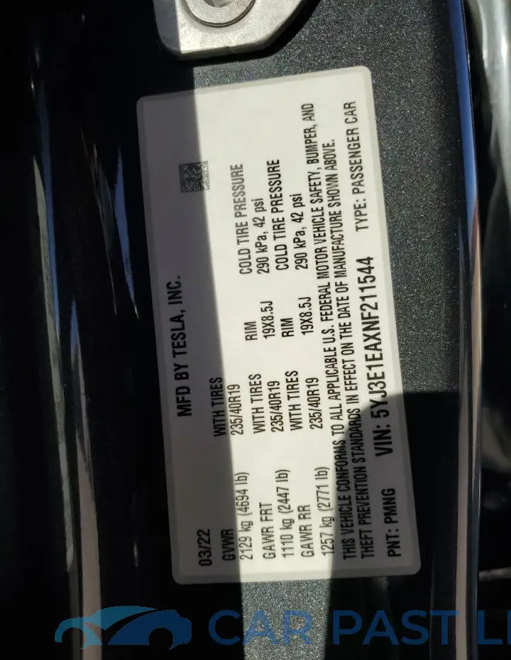 5YJ3E1EAXNF211544# 12