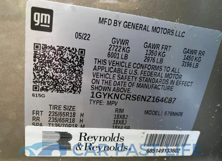 1GYKNCRS6NZ164687# 10