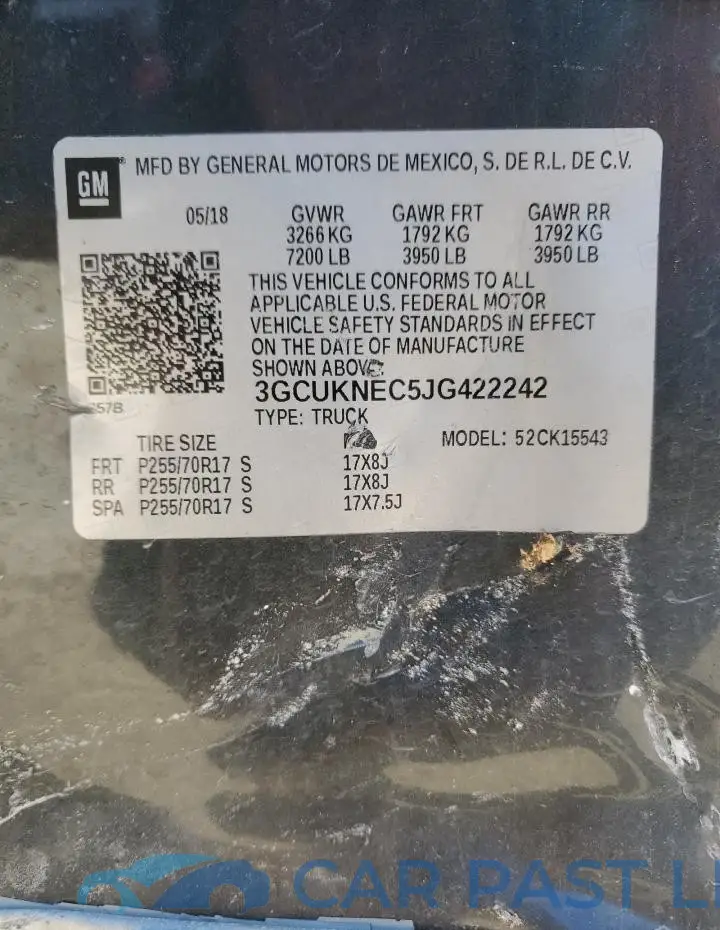 3GCUKNEC5JG422242# 13