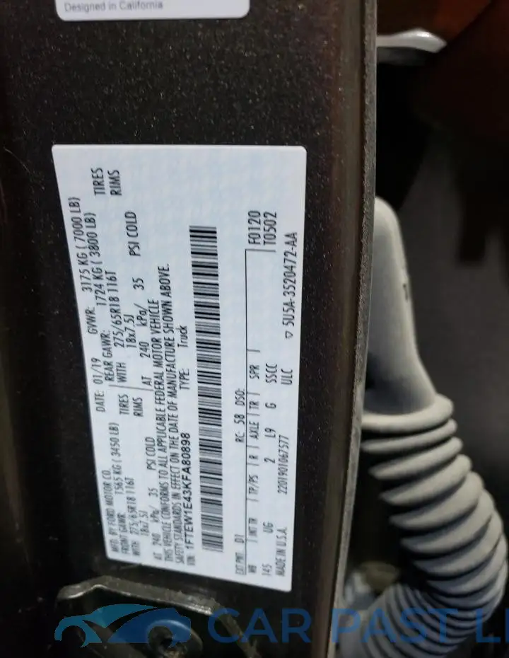 1FTEW1E43KFA80898# 13