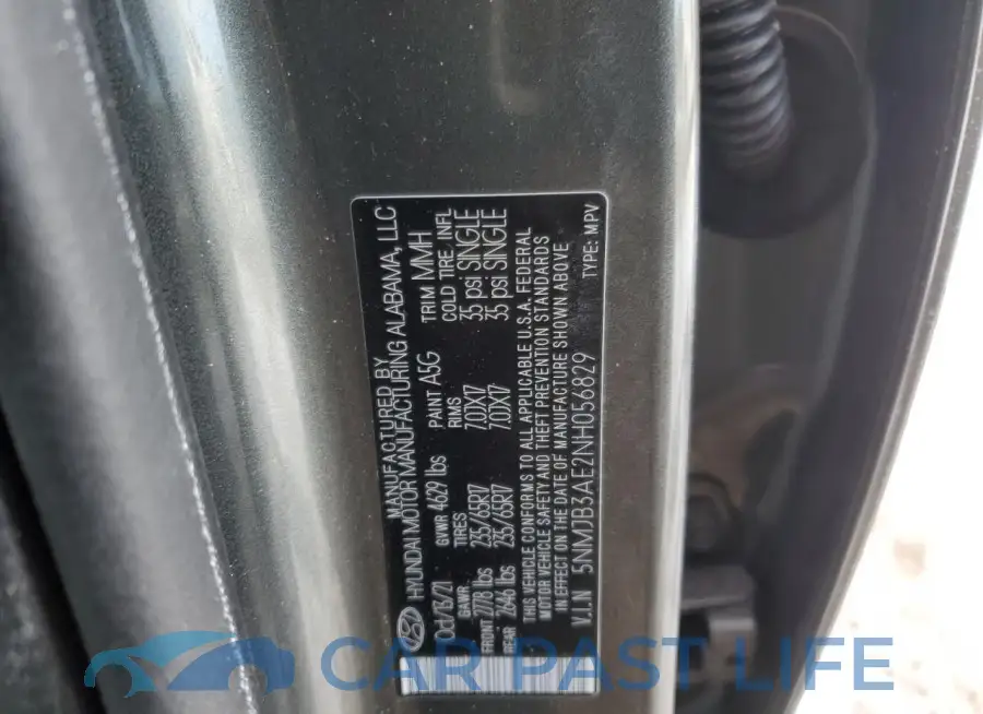 5NMJB3AE2NH056829# 13