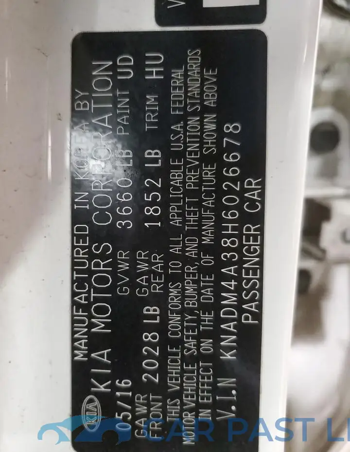 KNADM4A38H6026678# 12