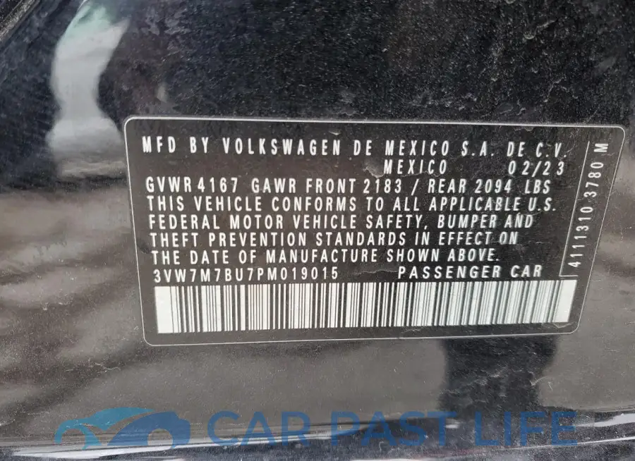 3VW7M7BU7PM019015# 12