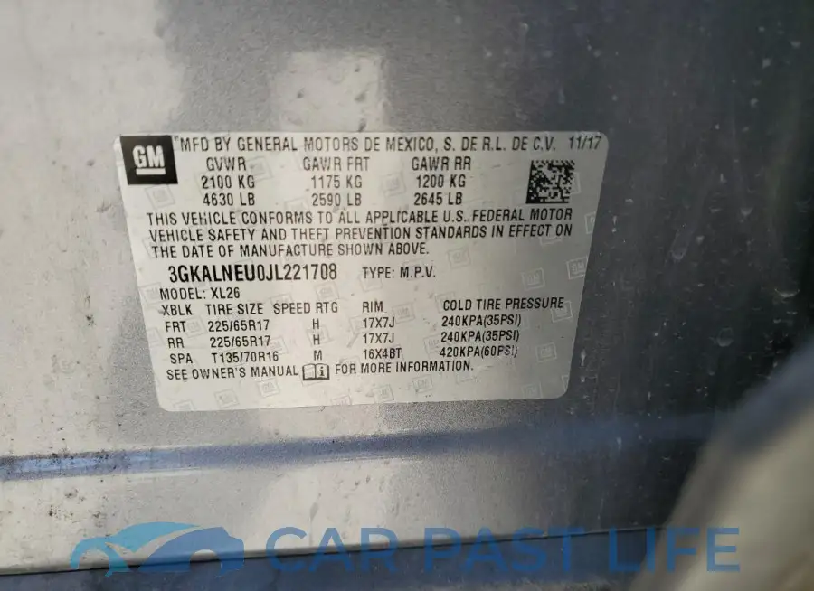 3GKALNEU0JL221708# 13