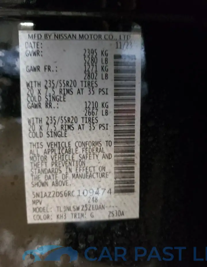 5N1AZ2DS6RC109474# 12