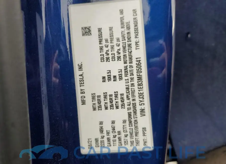 5YJ3E1EB3MF050641# 12