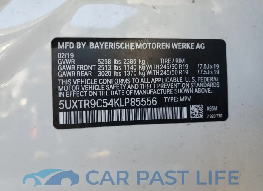 5UXTR9C54KLP85556# 12