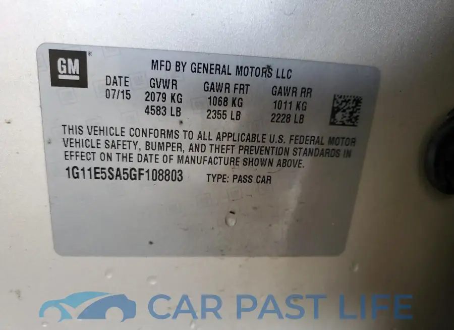 1G11E5SA5GF108803# 12