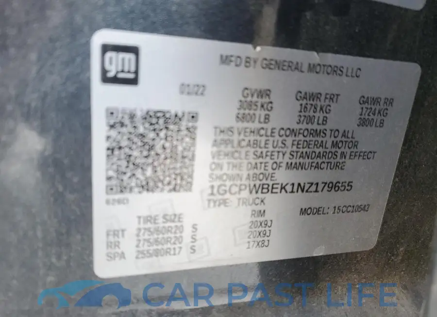 1GCPWBEK1NZ179655# 13