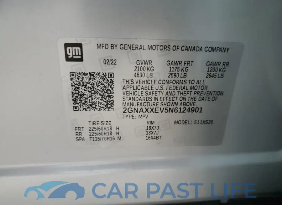 2GNAXXEV5N6124901# 13