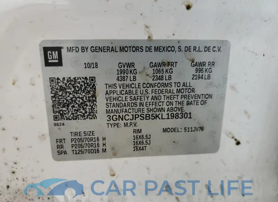 3GNCJPSB5KL198301# 13