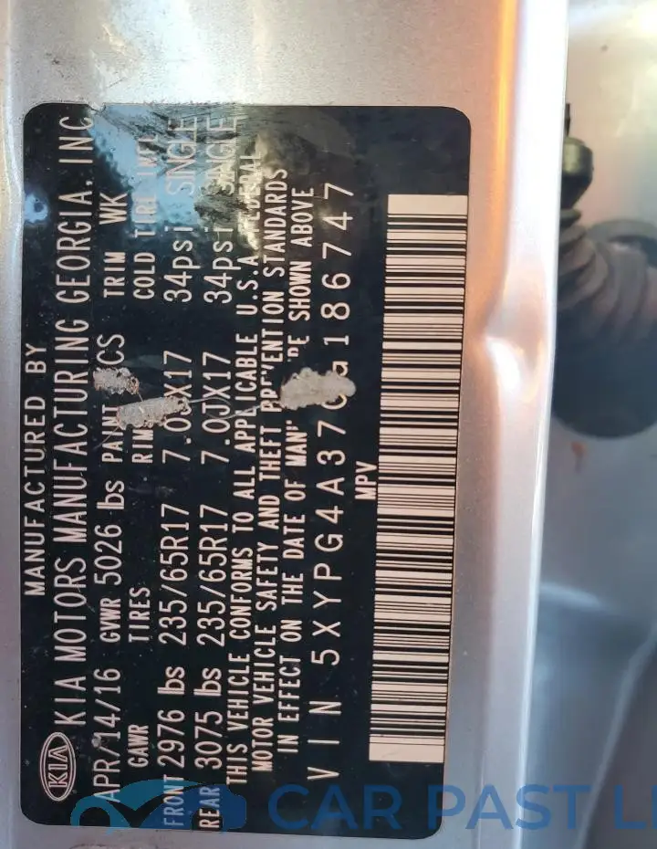 5XYPG4A37GG186747# 13