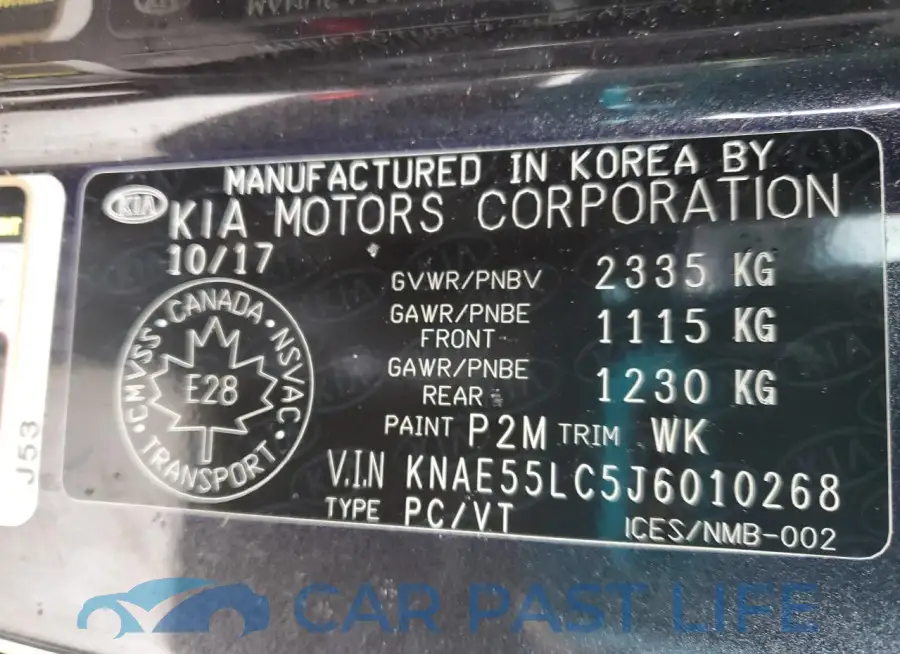 KNAE55LC5J6010268# 12