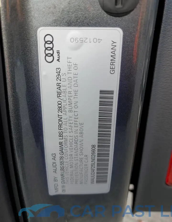 WAUU2AF25LN026608# 12